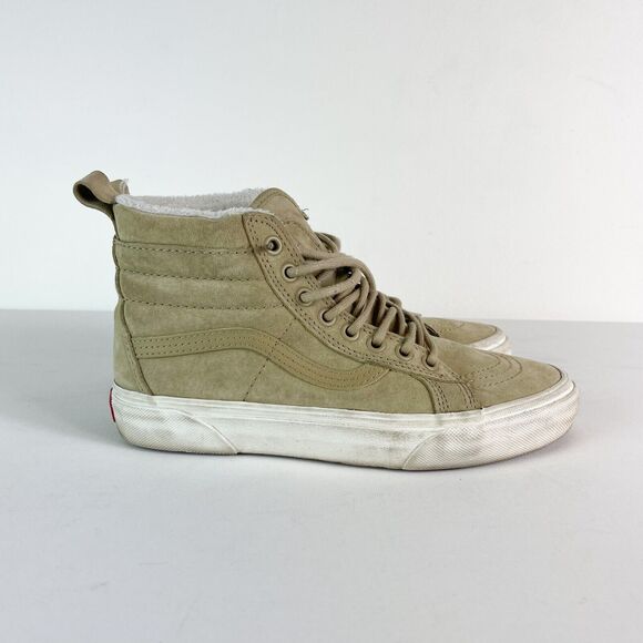 Vans SK8-Hi Mte Womens Beige Suede Scotchgard Faux Fur Lined Sneakers 7.5 - Picture 2 of 7